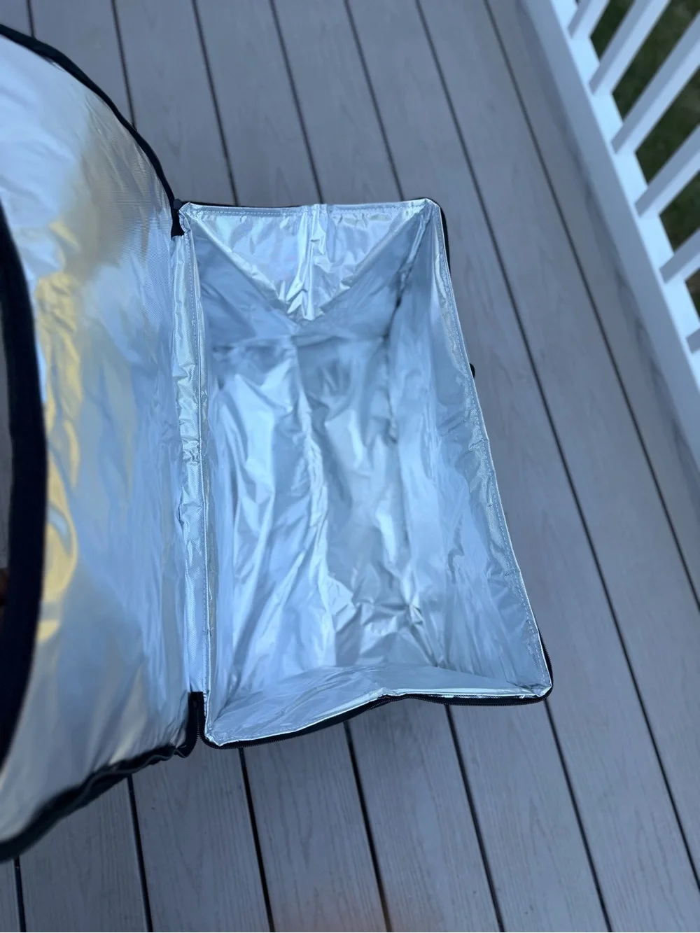 Black Foldable Storage Tote with Gray Straps - Unbranded